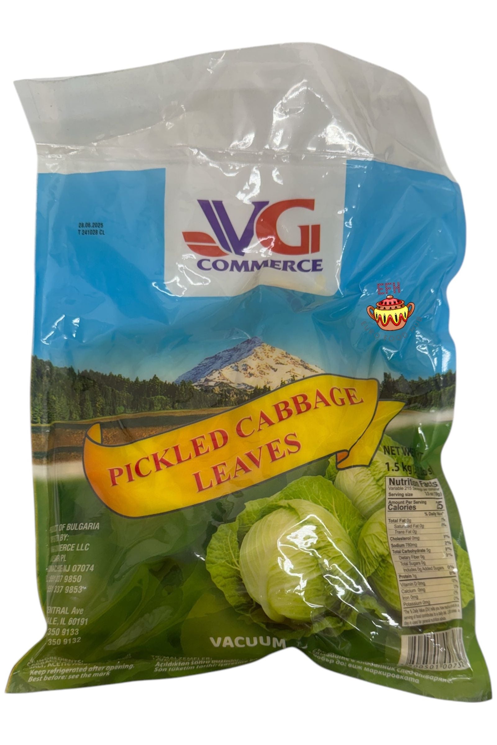 V&G - Bulgarian Sour Cabbage LEAVES - Pickled Cabbage - Sauerkraut - 3.3 lbs