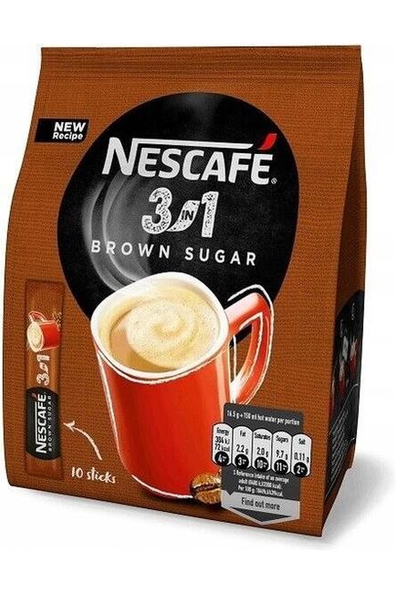 Nescafe Instant 3 in 1 Coffee - BROWN SUGAR - BAG of 10