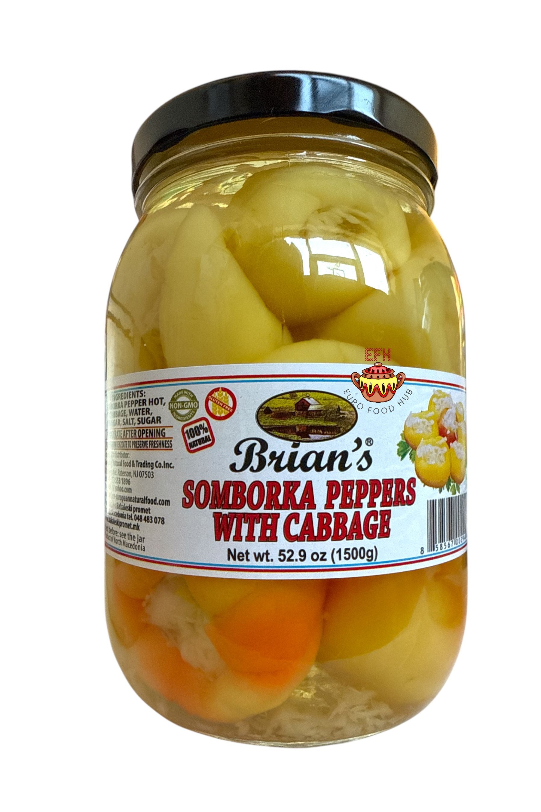Brian’s European Natural Products - SOMBORKA Peppers with Cabbage HOT - 1.5 kg