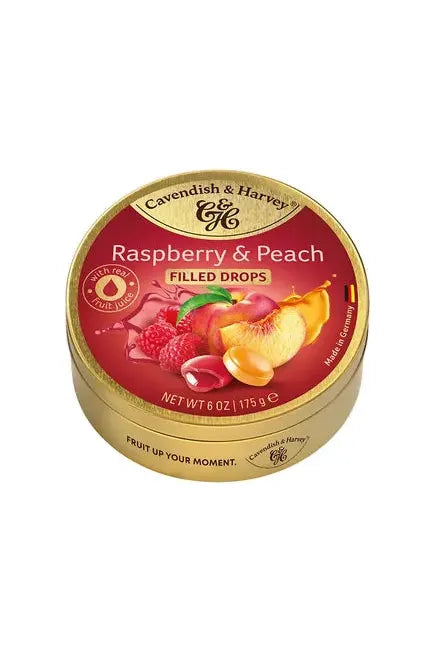 Cavendish & Harvey RASPBERRY & PEACH Hard Candy Drops - 200g