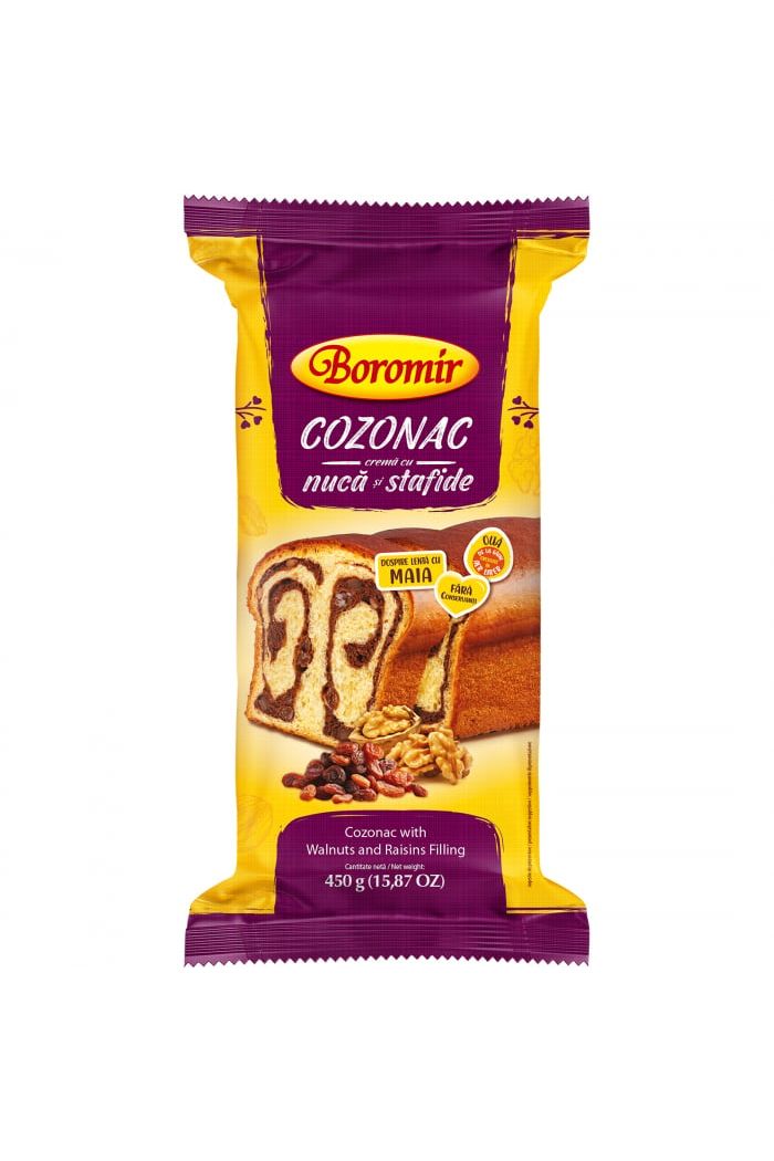 Boromir Walnut Cream and Raisins Sweet Bread - Cozonac Crema cu Nuca si Stafide