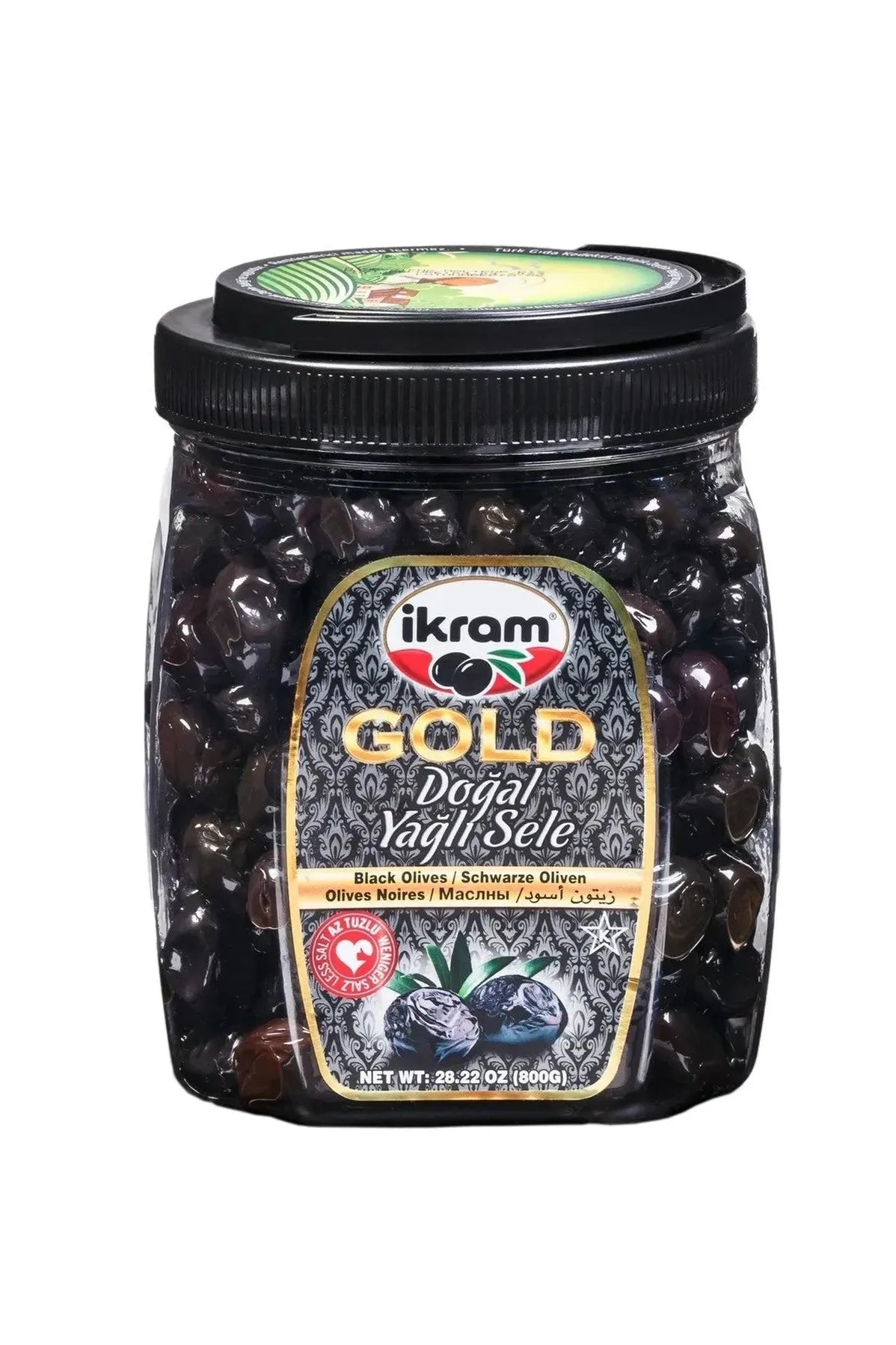IKRAM - GOLD - Turkish Natural Black Olives with OIL - 800g