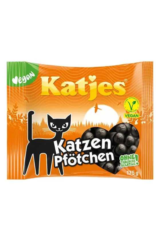 Katjes KATZEN PFOETCHEN - 100% Vegan Cat Paw-Shaped Licorice Drops - 175g