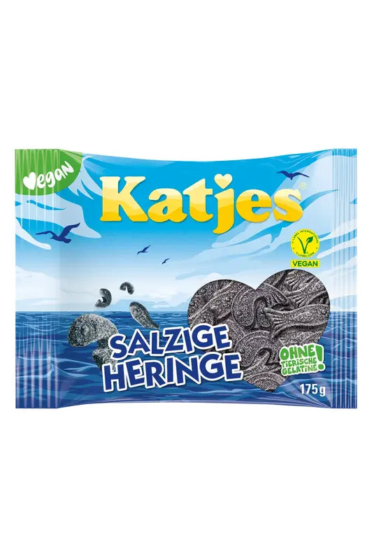 Katjes SALZIGE HERINGE - 100% Vegan Salted Herring Licorice Drops - 175g