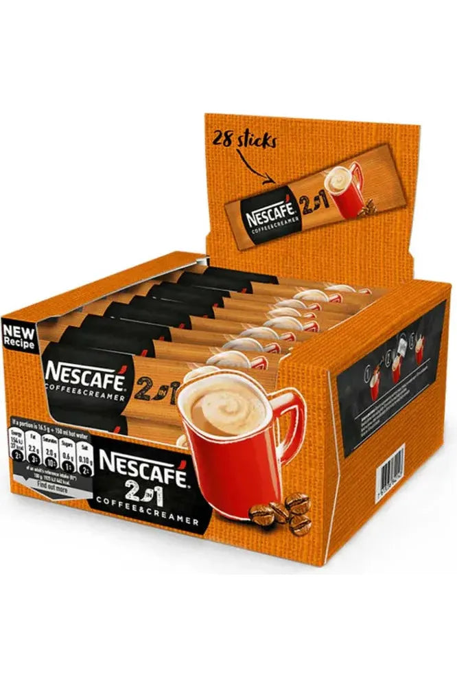 Nescafe Instant 2 in 1 Coffee - CLASSIC UNSWEETENED - Box of 28