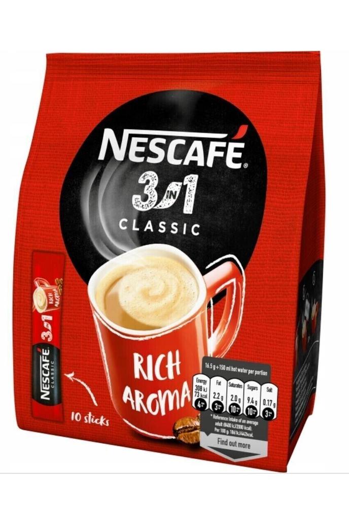 Nescafe Instant 3 in 1 Coffee - CLASSIC - Bag of 10