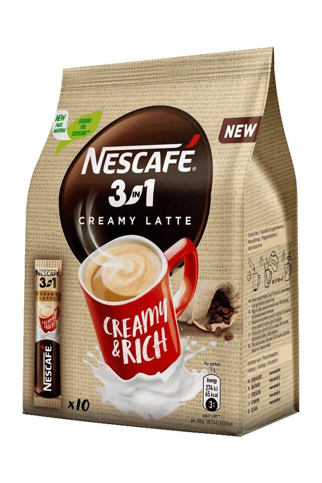 Nescafe Instant 3 in 1 Coffee - CREAMY LATTE - BAG of 10