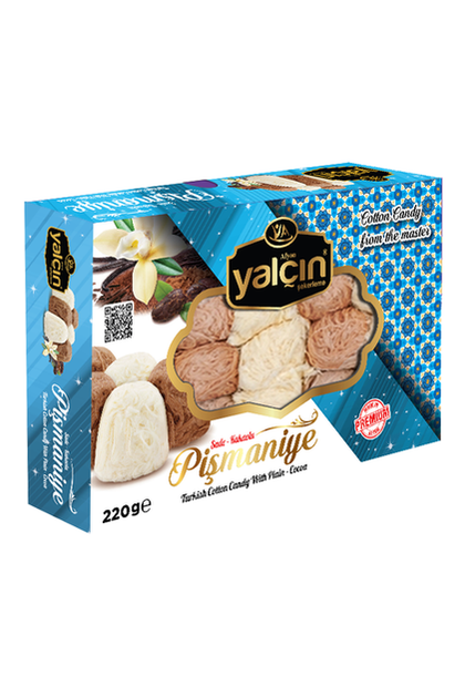 Yalcin - PISMANIYE - Turksih Cotton Candy Floss Halva - Vanilla & Cocoa - 220g