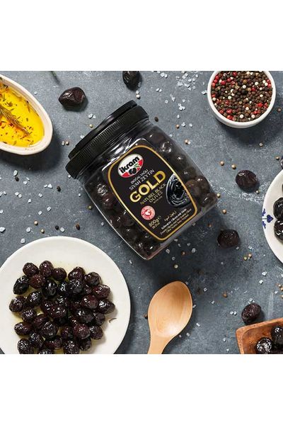 IKRAM - GOLD - Turkish Natural Black Olives with OIL - 800g