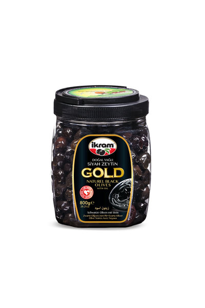 IKRAM - GOLD - Turkish Natural Black Olives with OIL - 800g