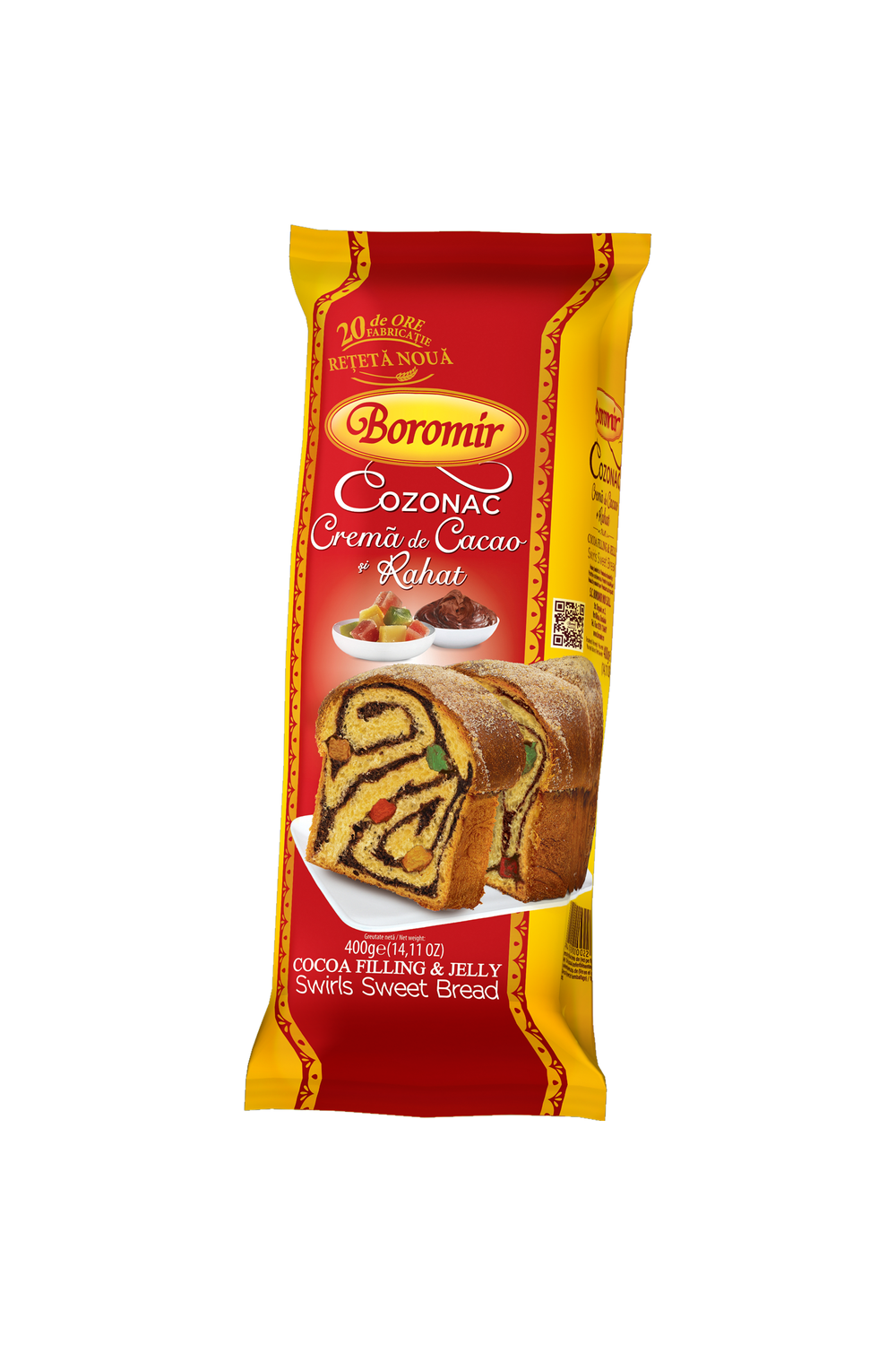 Boromir Cocoa Filling and Jelly Swirls Sweet Bread - Cozonac Crema de Cacao & Rahat