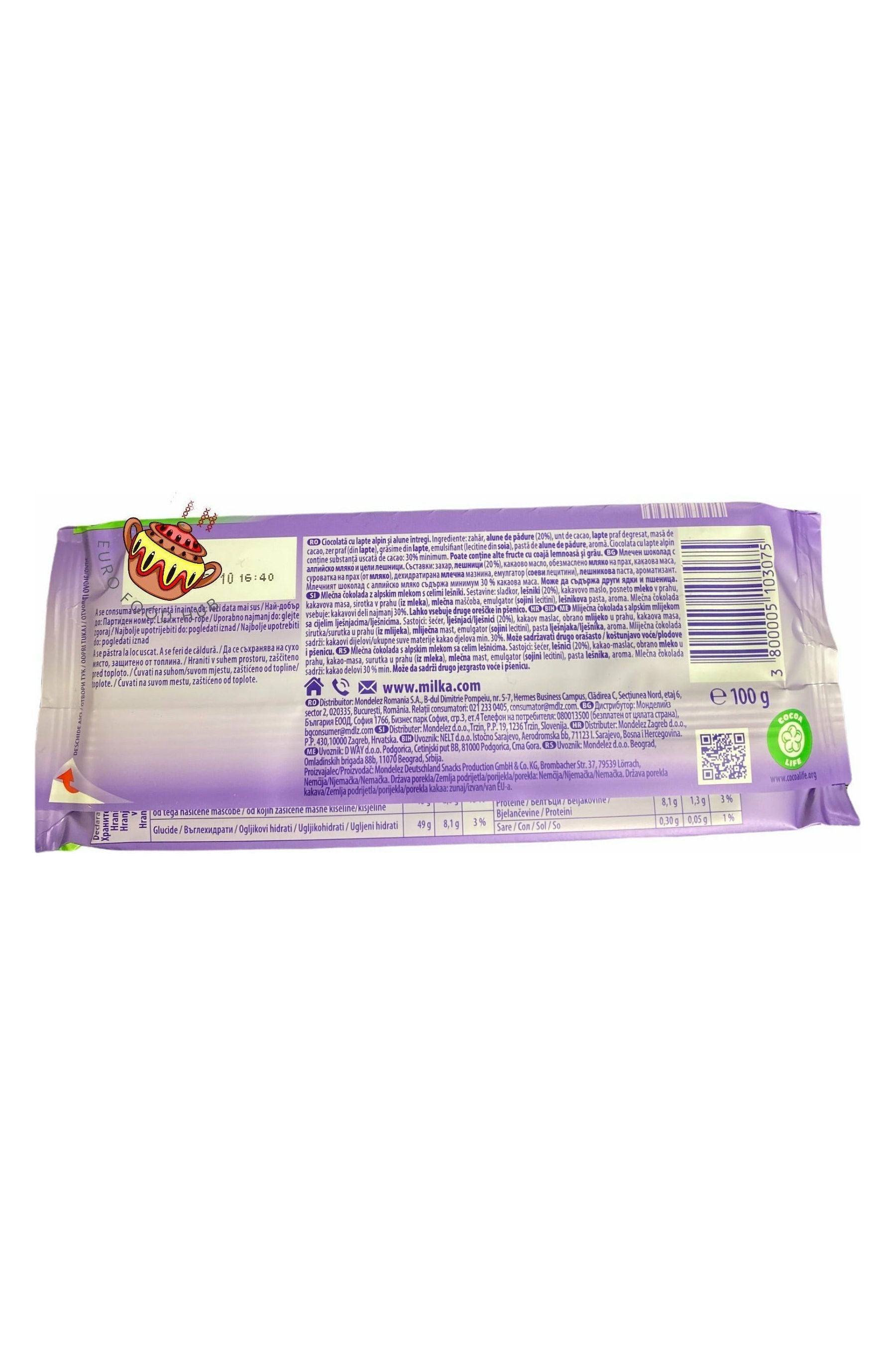 Milka Chocolate - Whole Hazelnuts - 100g