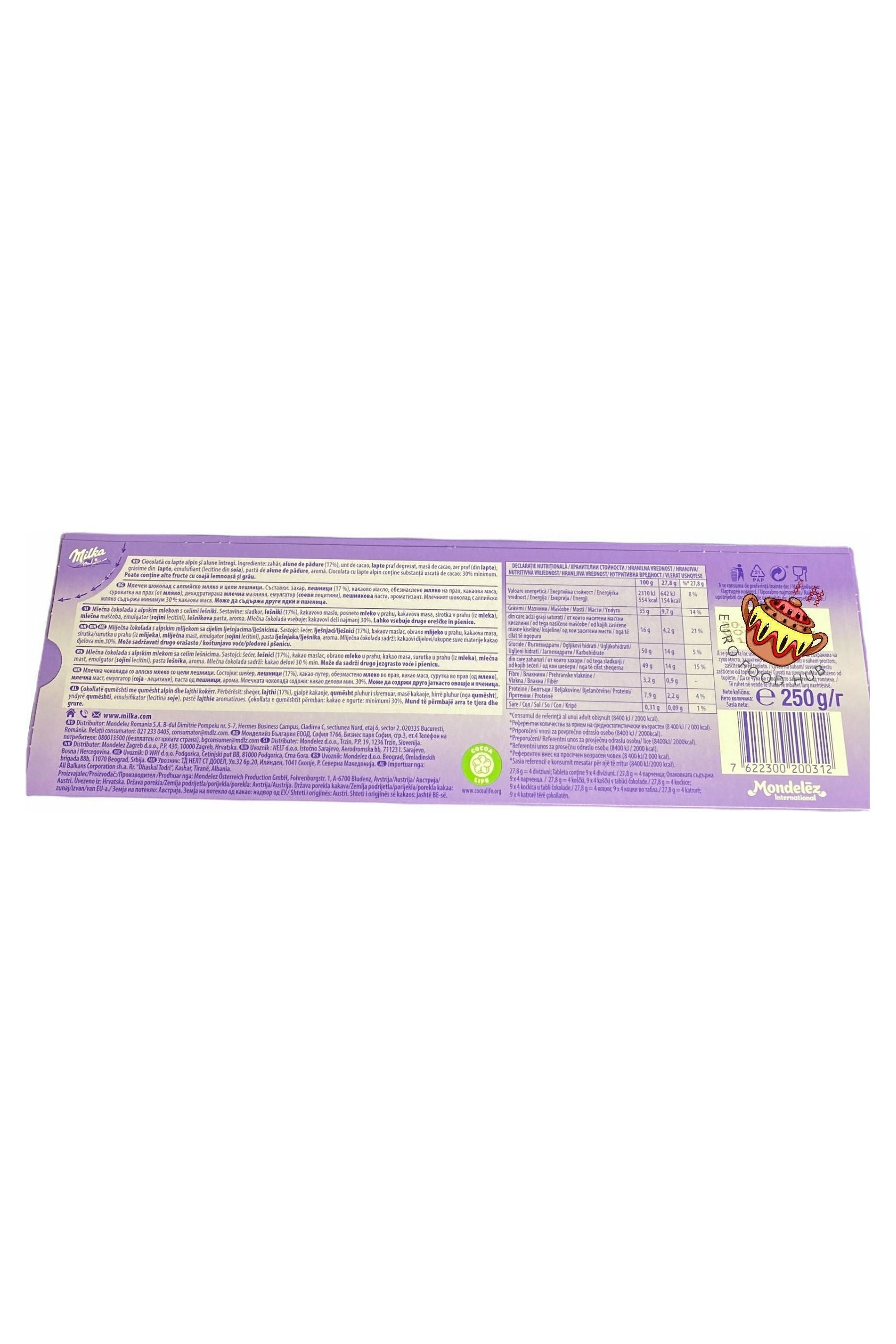 Milka Chocolate - Whole Hazelnuts - 250g