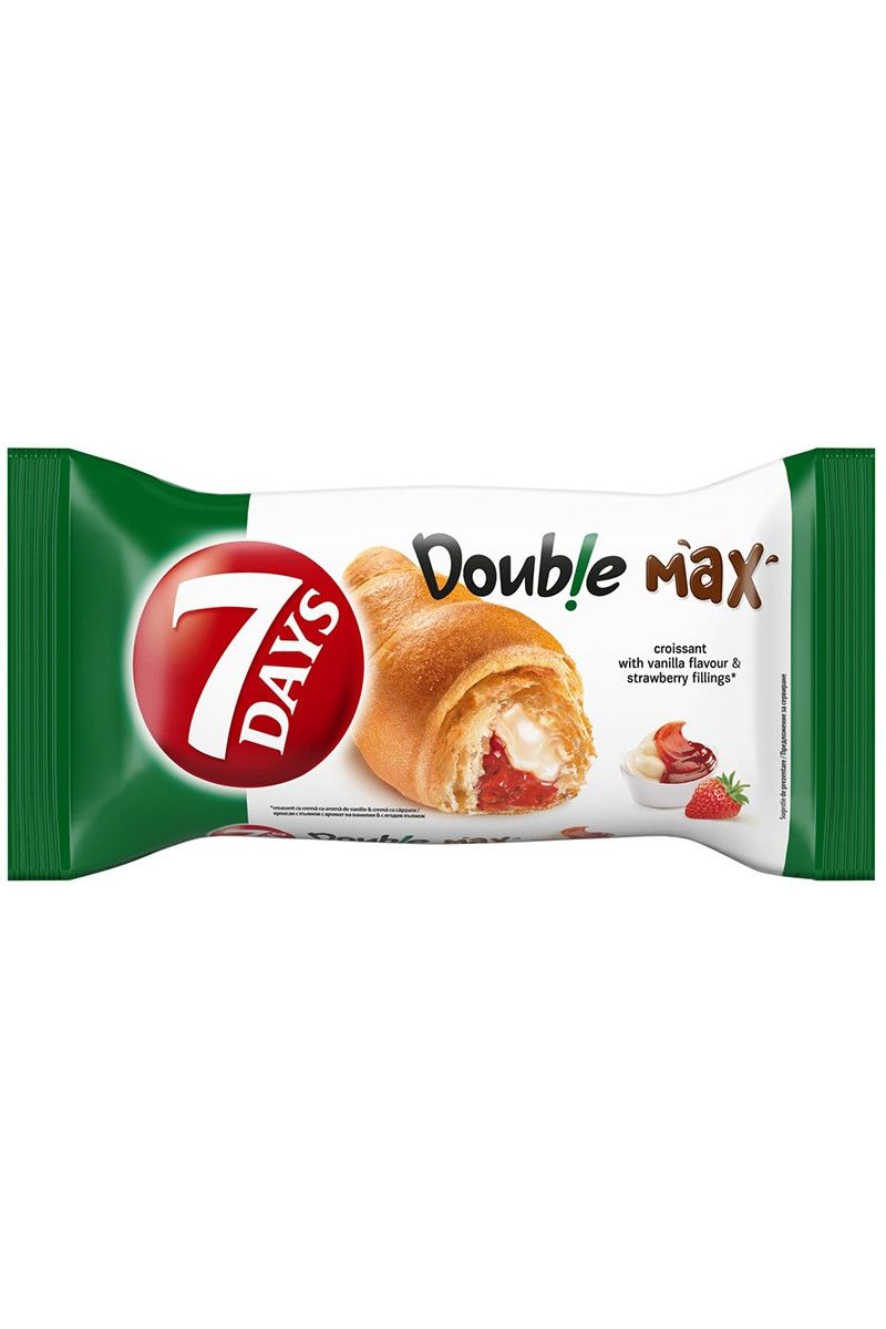 7 Days Croissant - DOUBLE MAX - with Vanilla flavor & Strawberry fillings - 92g