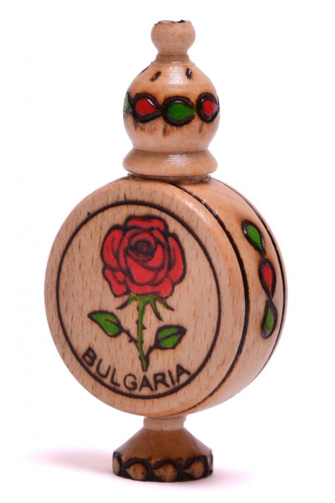 Bulgarian Rose Souvenir in Wooden Casing - BAKLITSA Shape