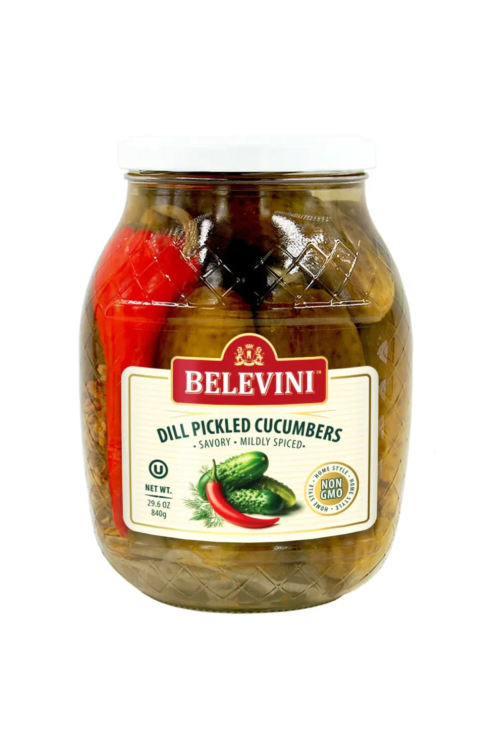 BELEVINI - DILL PICKLED CUCUMBERS - Mildly Spiced - 840g