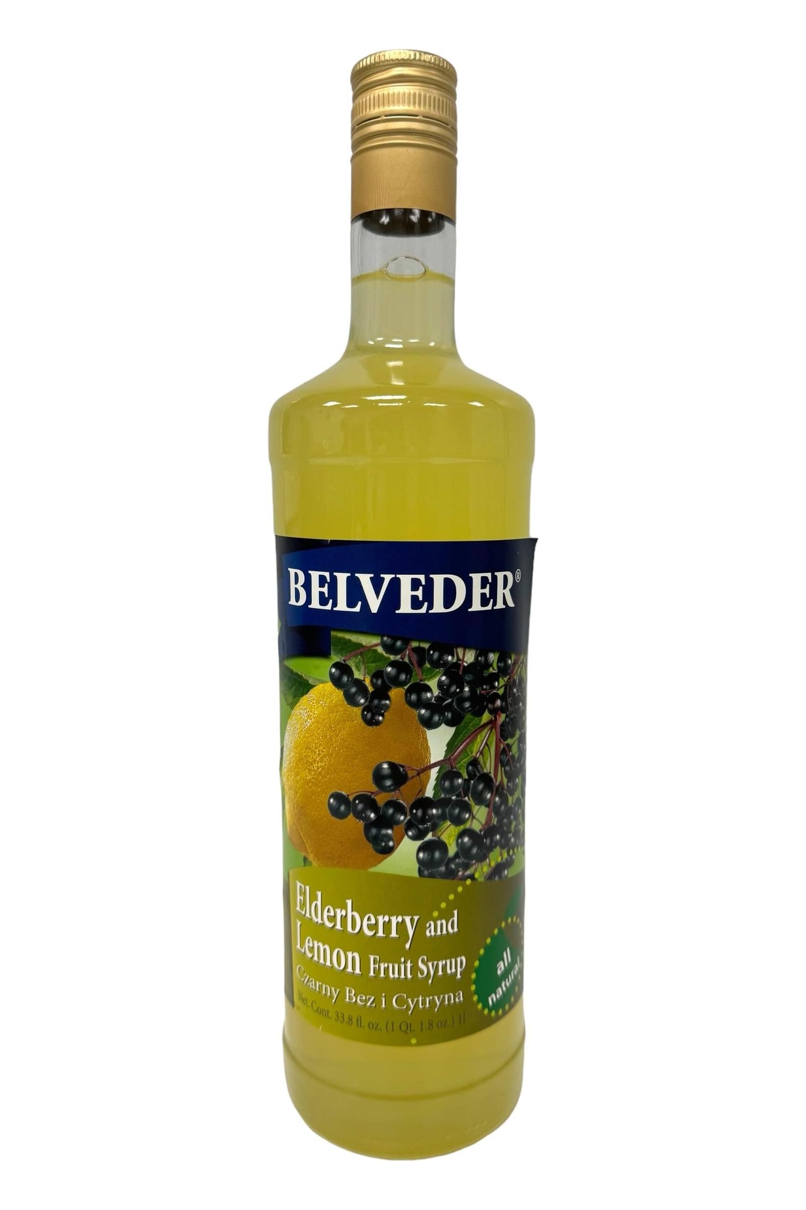 Belveder - Elderberry and Lemon Fruit Syrup - All Natural - 1L