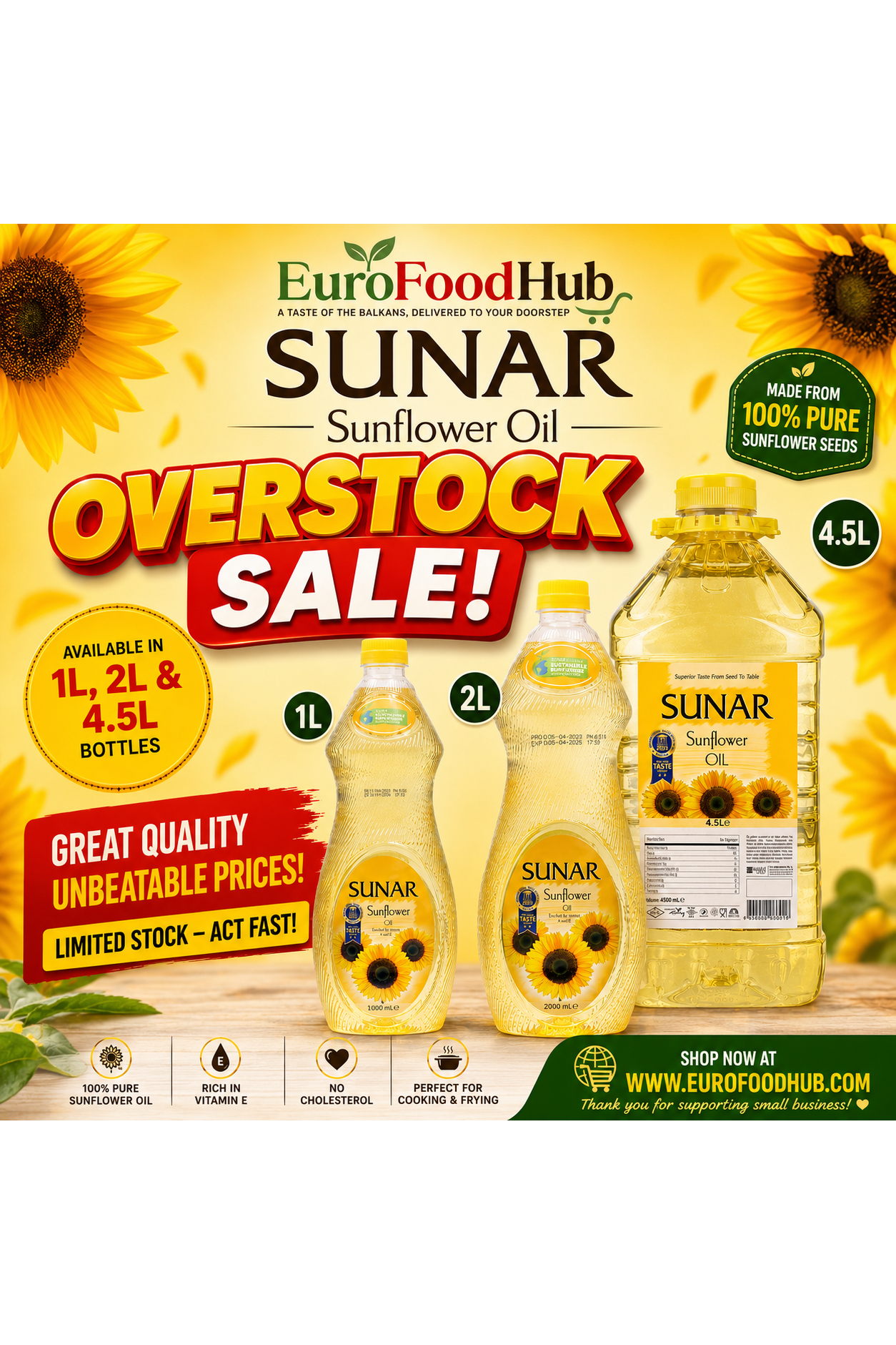 SUNAR - Refined Sunflower Oil - 1L / 2L / 4.5L