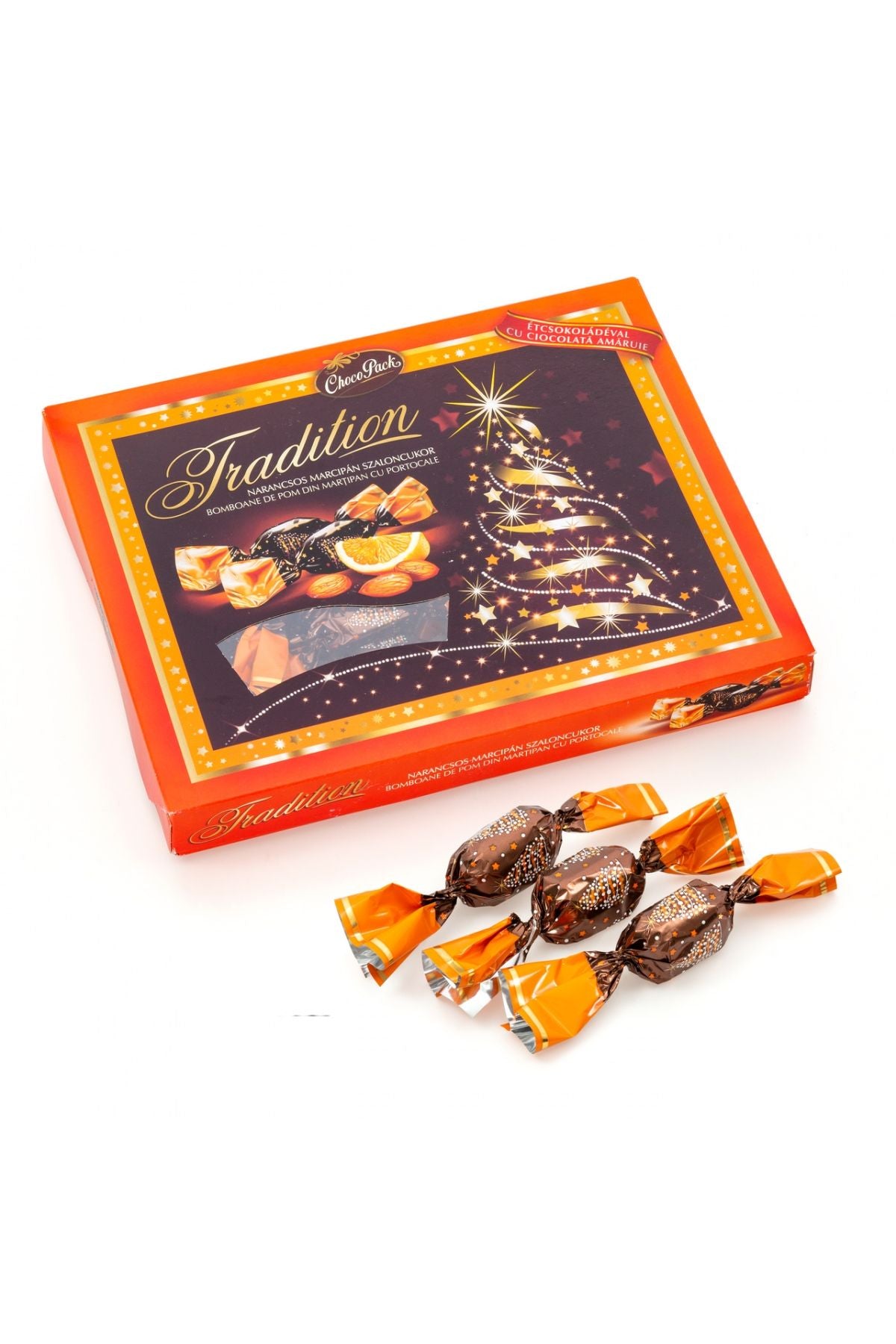 ChocoPack - Festive Box of Chocolates - MARZIPAN & Orange Dark Chocolate - 320g