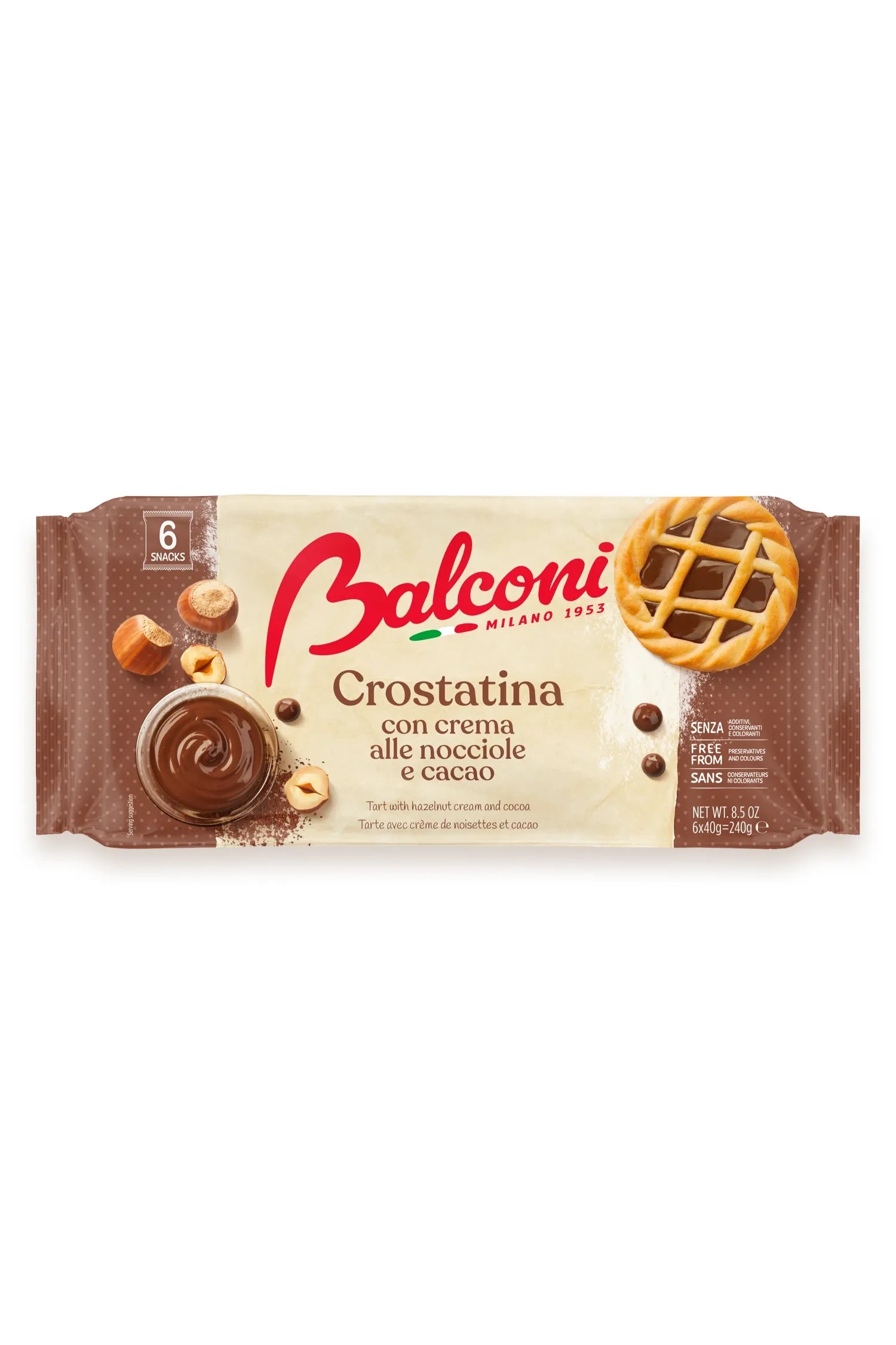 Balconi - CROSTATINA - Tartlet with Hazelnut & COCOA Cream - 6pcs/240g