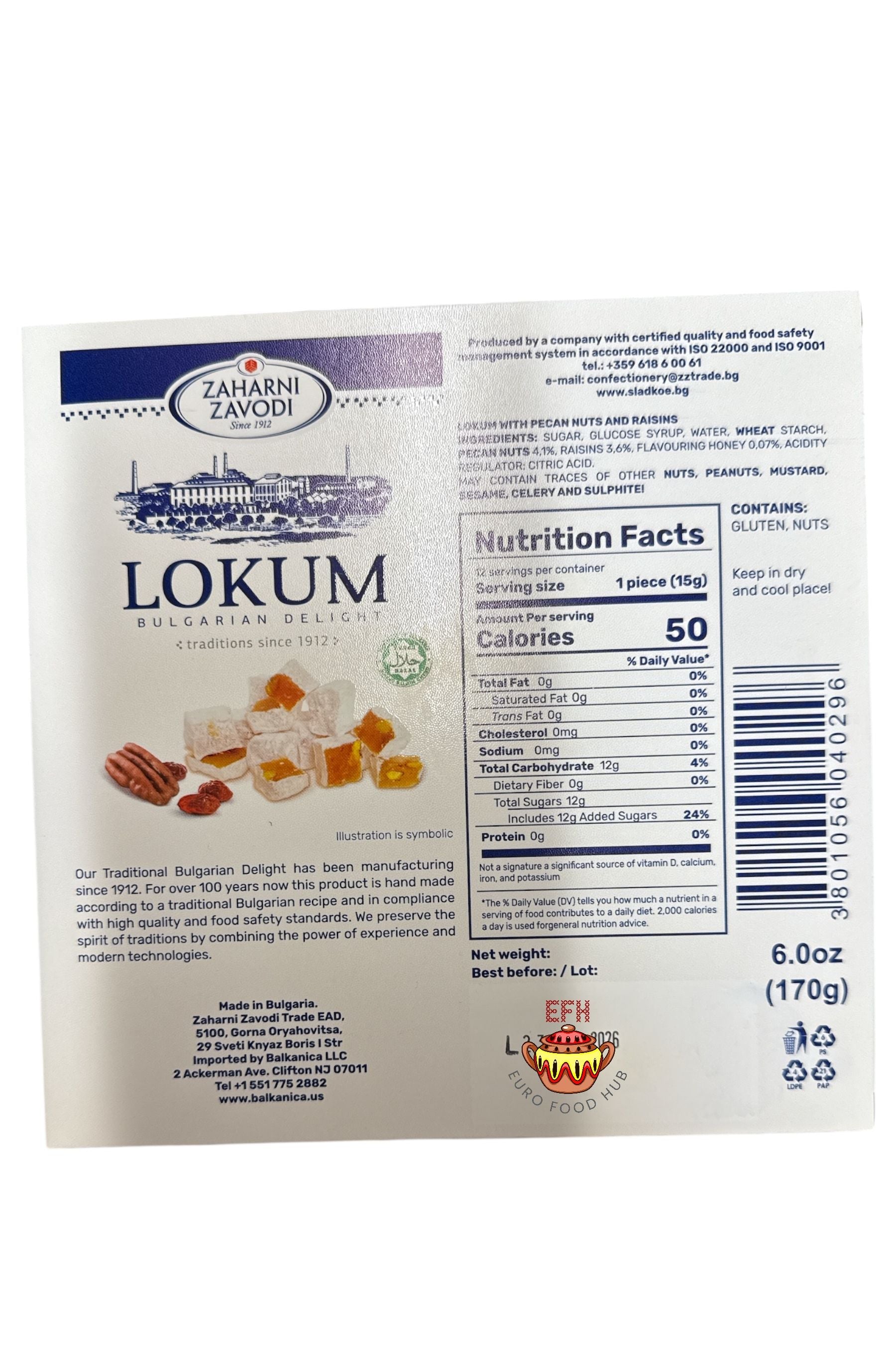 Lokum - Bulgarian Delight - with Pecans and Raisins