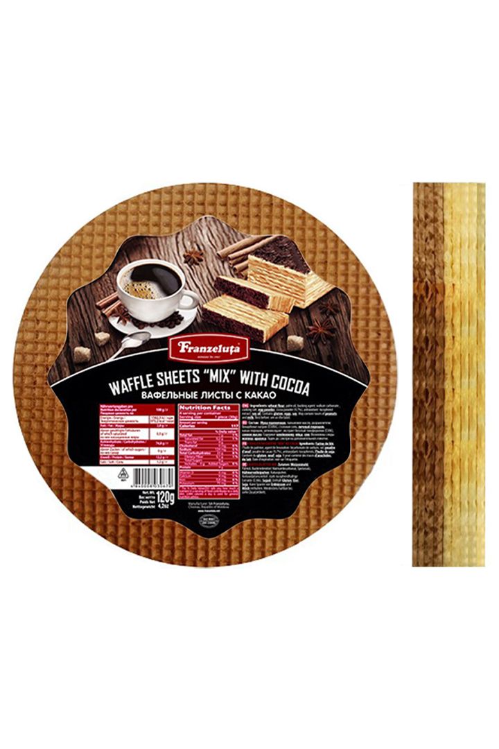 Franzeluta - Oblatne Waffle Sheets - ROUND MIX with COCOA - 10"