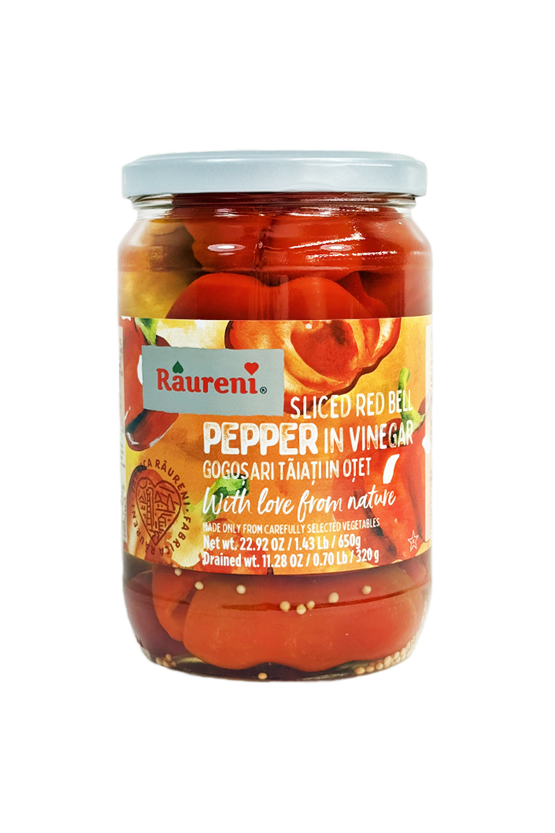 RAURENI - Sliced Red Bell Peppers in Vinegar - Gogosari Taiati in Otet - 650g