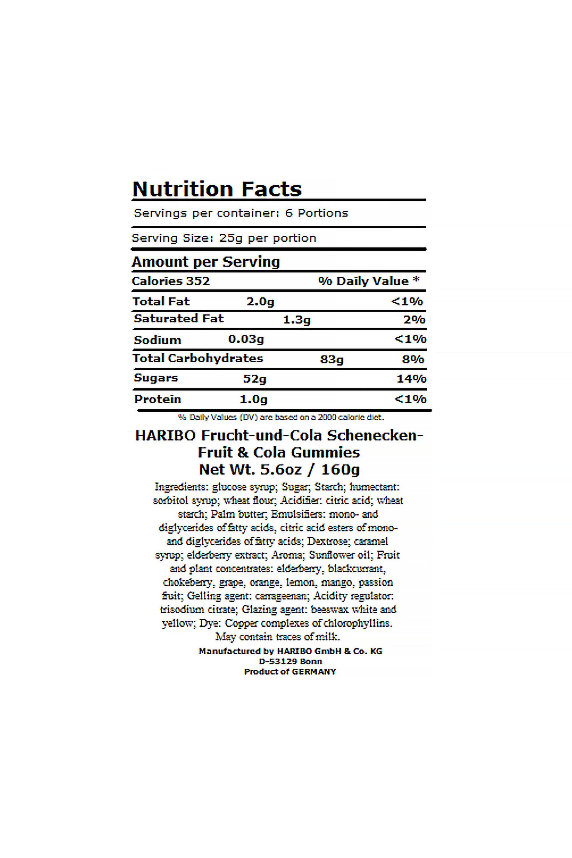 HARIBO - FRUCHT & COLA SCHNECKEN Gummies - 160G