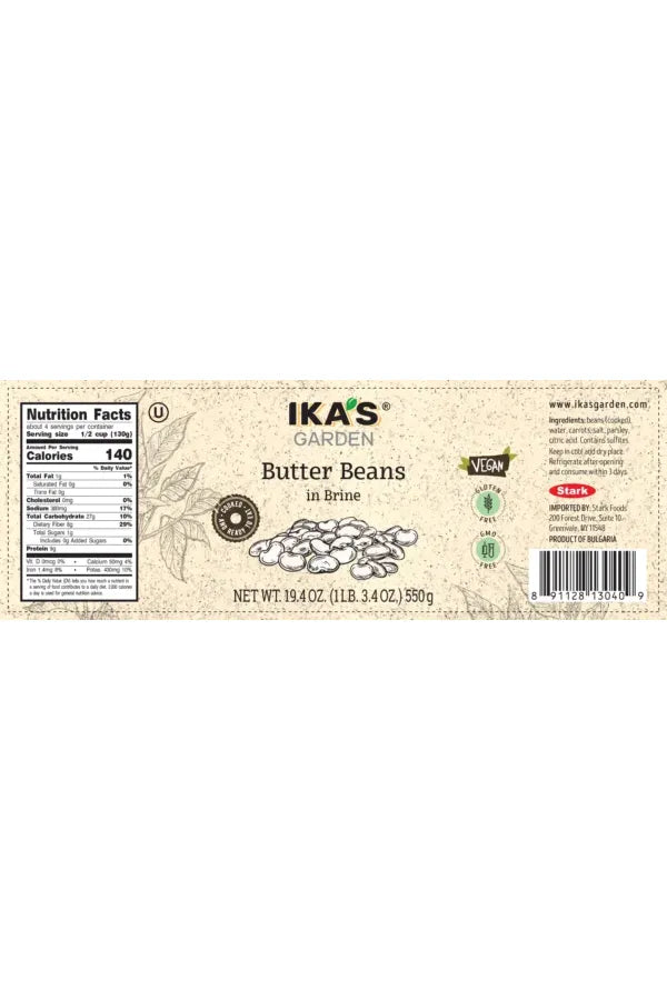 IKA's Garden - BUTTER BEANS in Brine - 550g