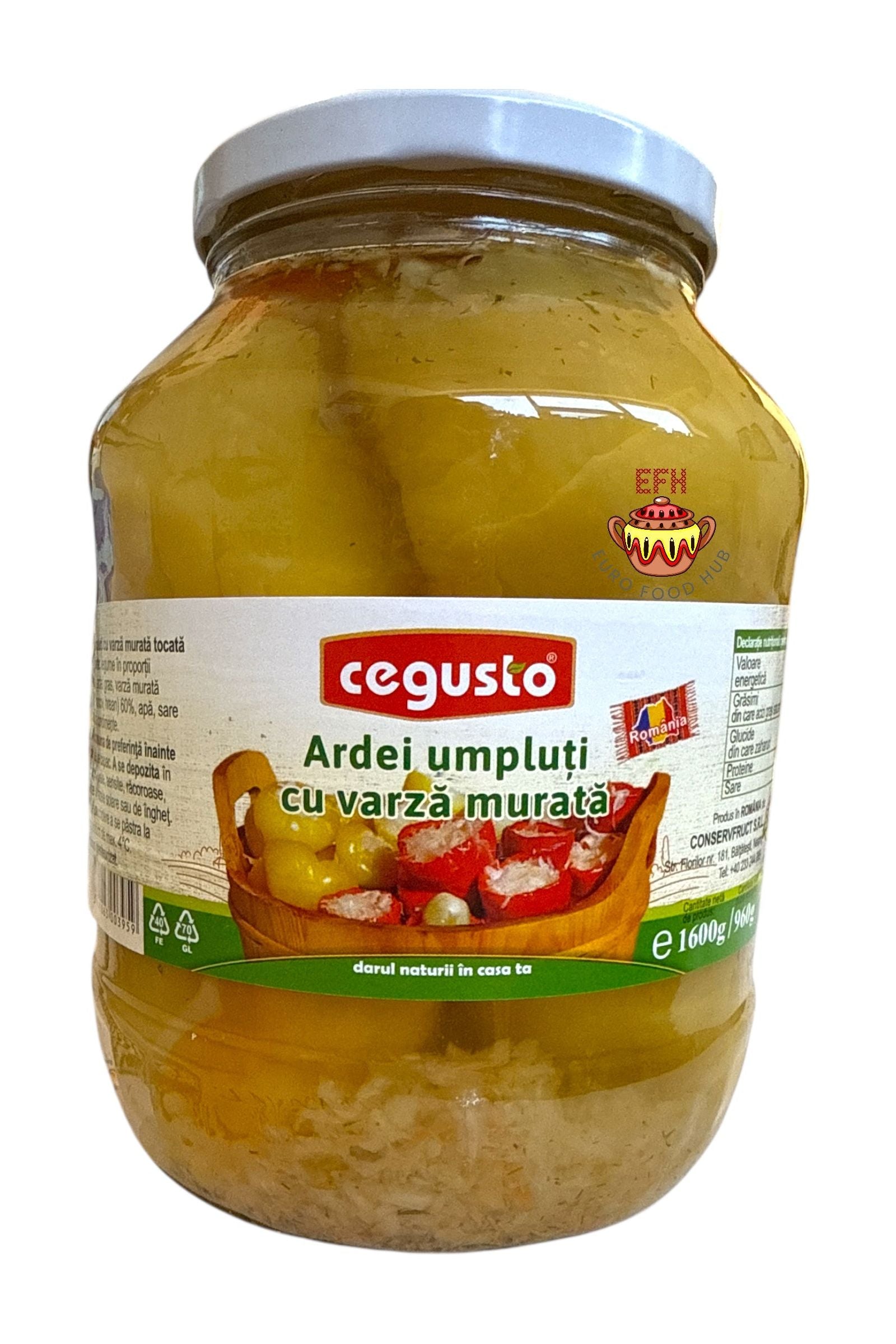 CEGUSTO - Peppers Stuffed with Cabbage - Conservfruct Romania - 1600g