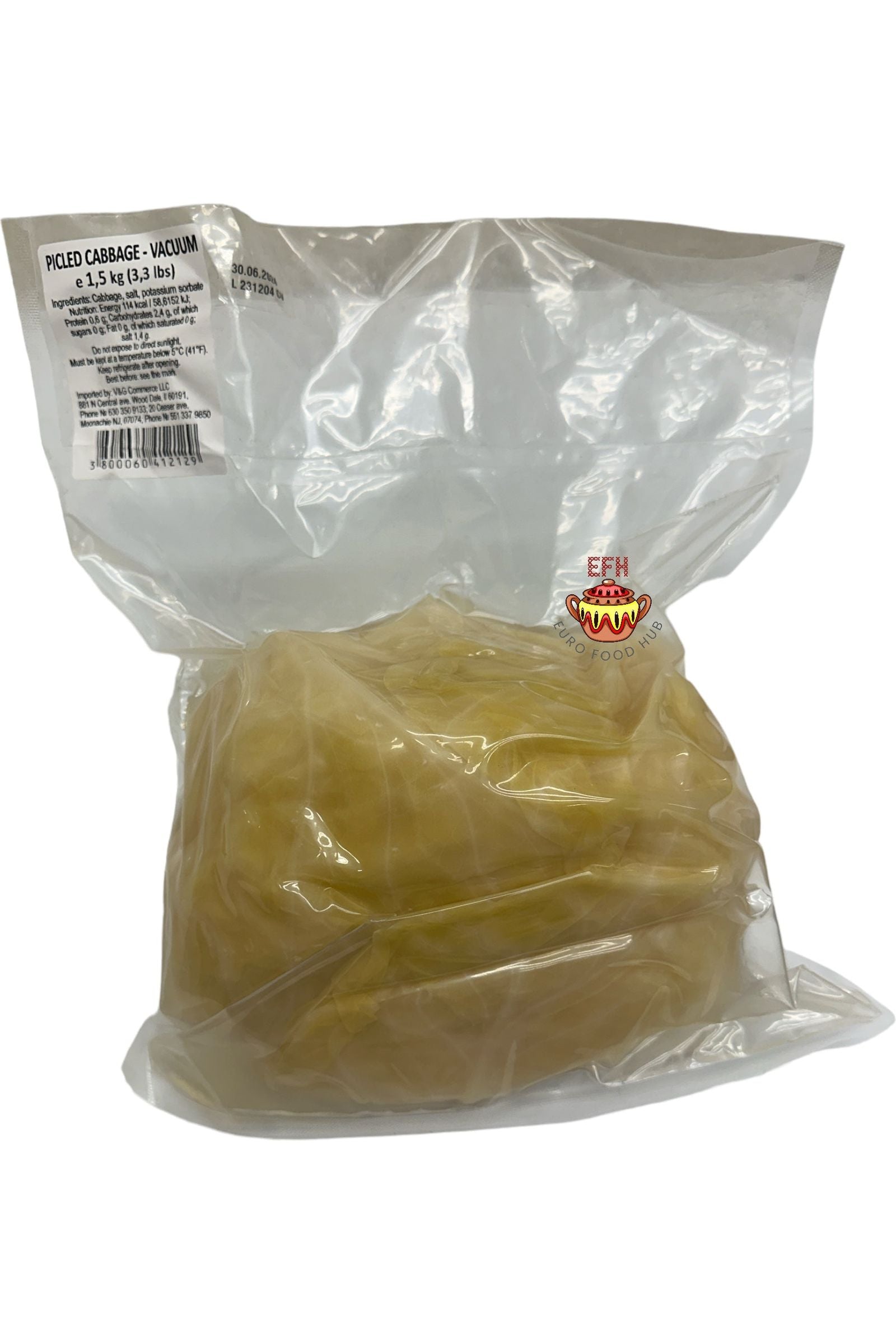 Bulgarian Sour Cabbage Head - Pickled Cabbage - Sauerkraut - 3.3 lbs