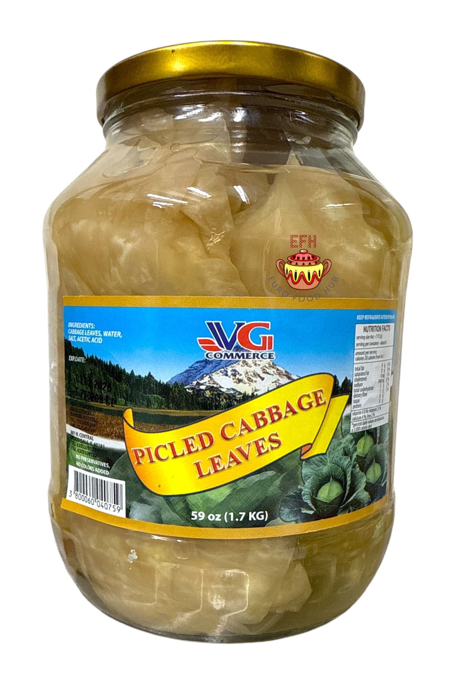 Pickled (Sour) Cabbage Leaves V&G -  1.7 kg