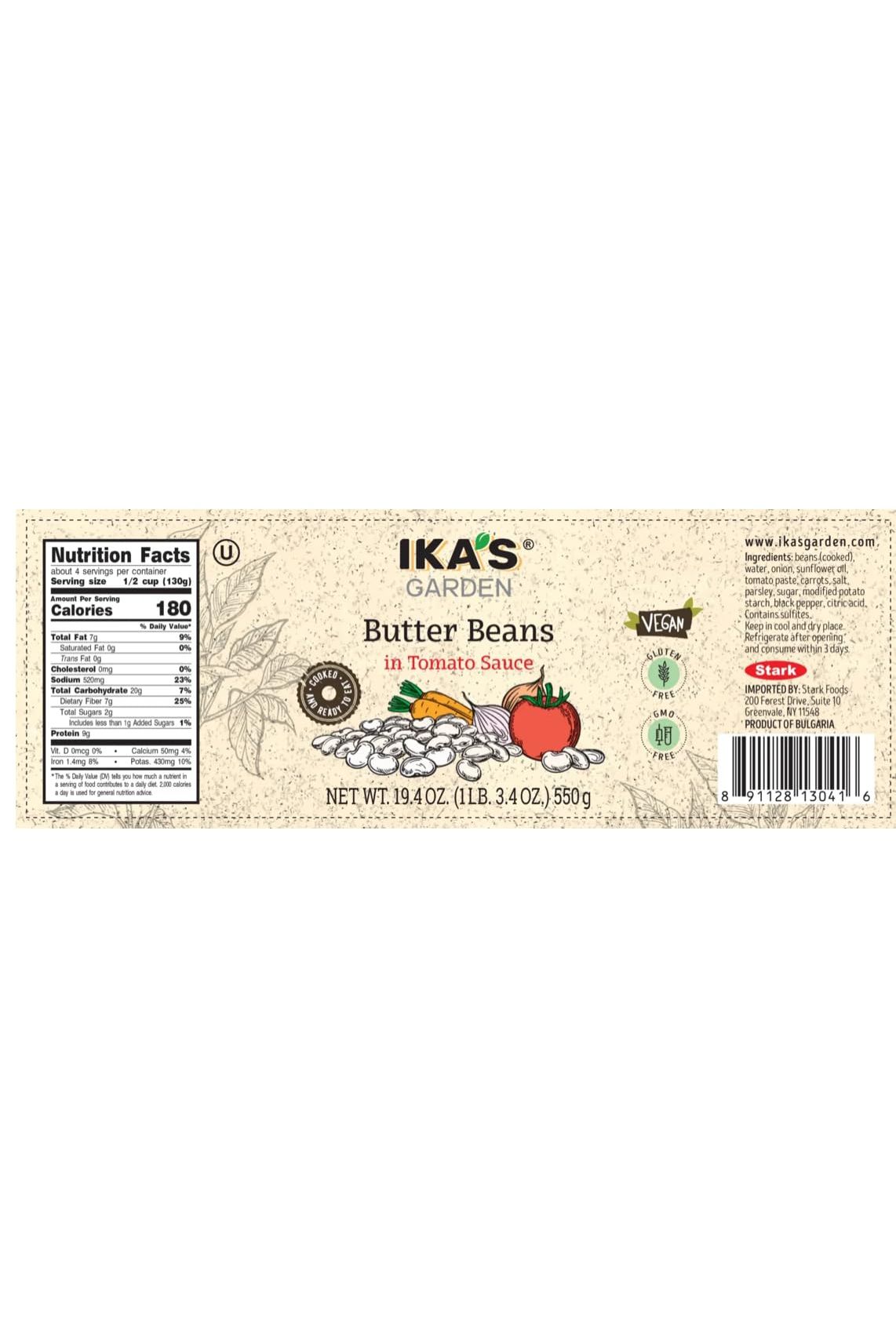 IKA's Garden - BUTTER BEANS in Tomato Sauce - 550g