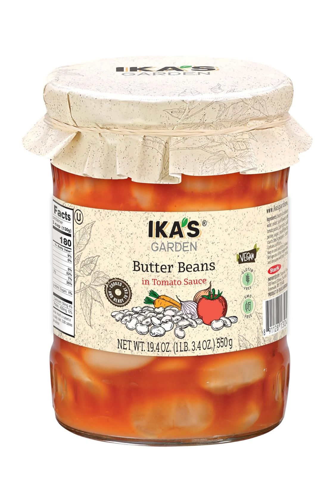 IKA's Garden - BUTTER BEANS in Tomato Sauce - 550g