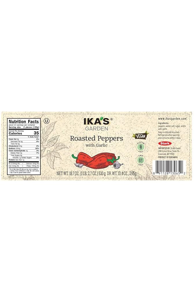 IKA's Garden - Roasted Red Peppers with Garlic - 530g