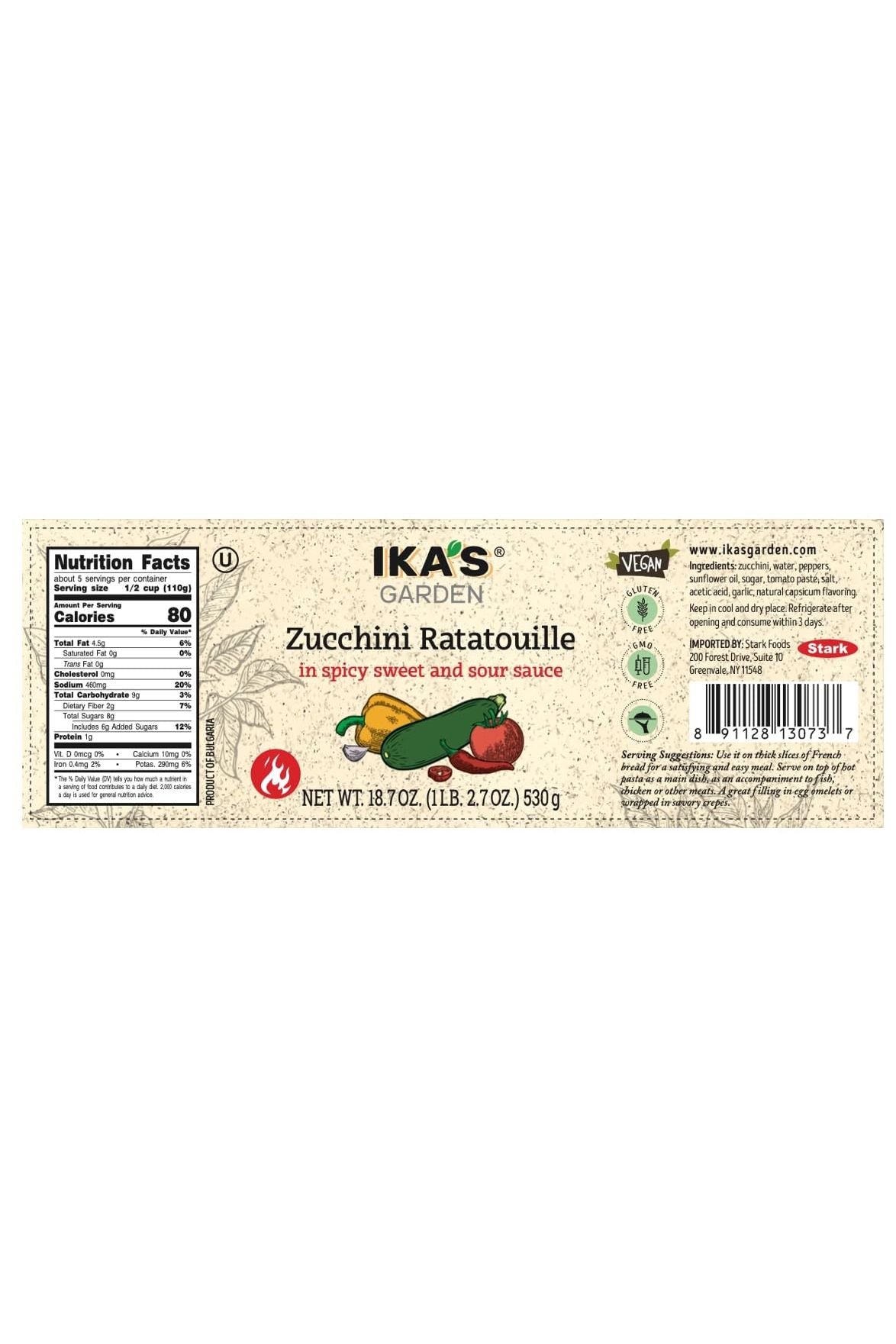 IKA's Garden - Zucchini Ratatouille - Spicy Sweet & Sour Sauce - 530g