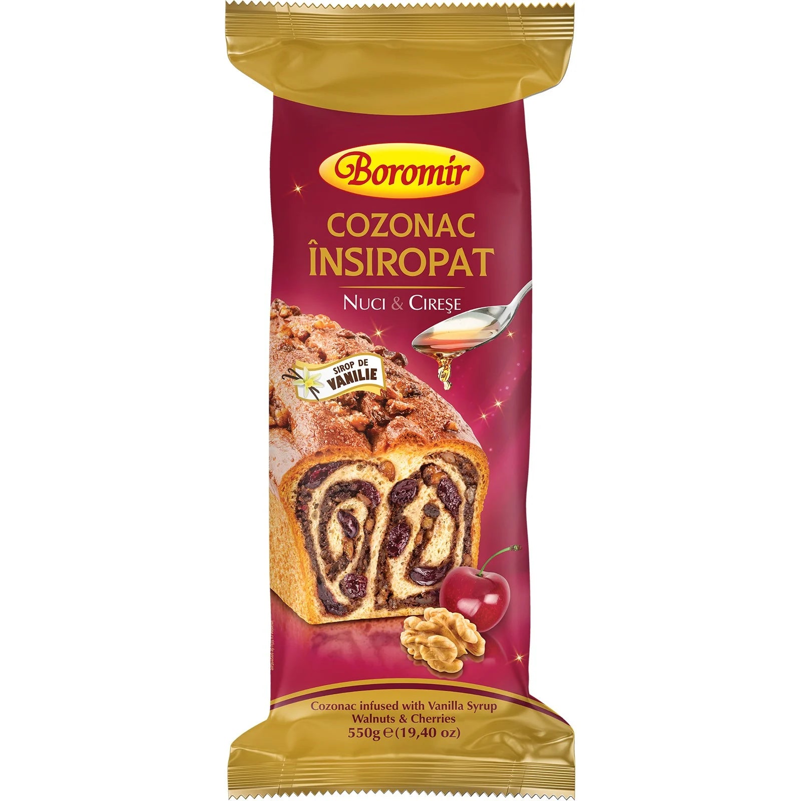 NEW! Boromir Sweet Bread infused with Vanilla Syrup, Walnuts and Cherries - Cozonac Insiropat