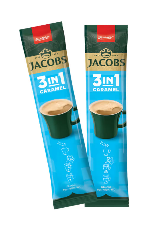 Jacobs Instant 3 in 1 Coffee - CARAMEL LATTE - Bag of 8