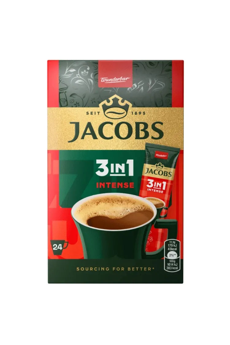 Jacobs Instant 3 in 1 Coffee -INTESNSE- Singles or Box