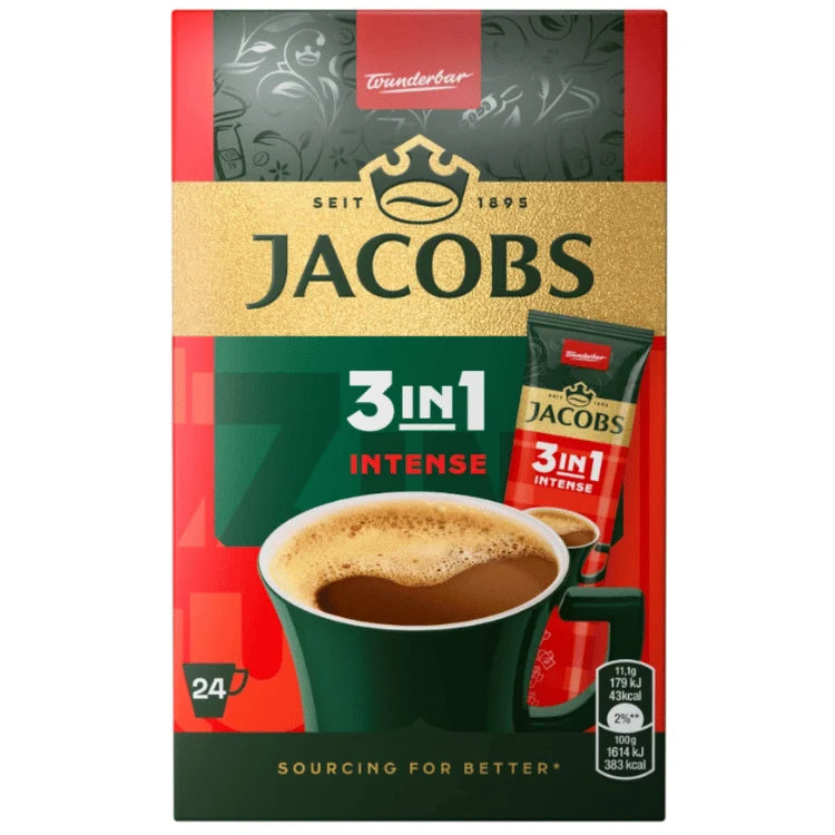 Jacobs Instant 3 in 1 Coffee -INTESNSE- Singles or Box