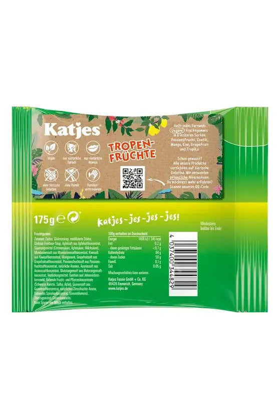 Katjes Tropenfruechte - 100% Vegan TROPICAL FRUIT Gummies - 175g