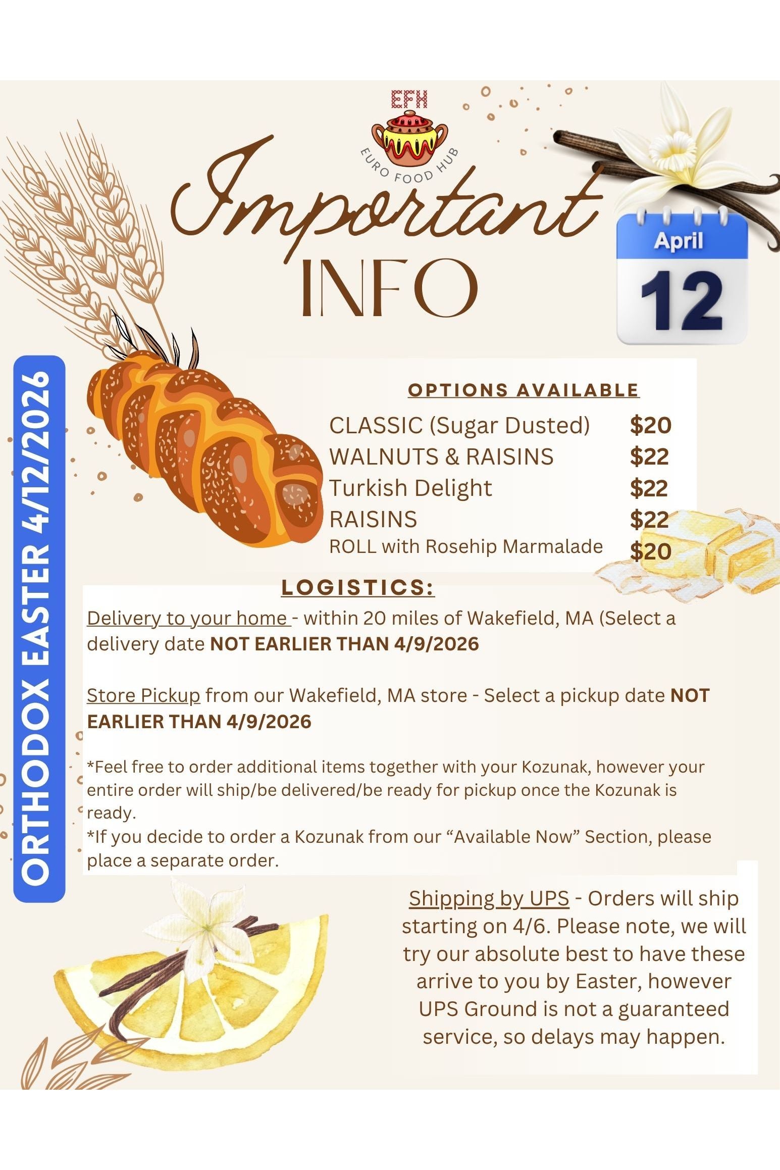 KOZUNAK - Bulgarian Easter Bread (Cozonac) - PRE-ORDERS CLOSED