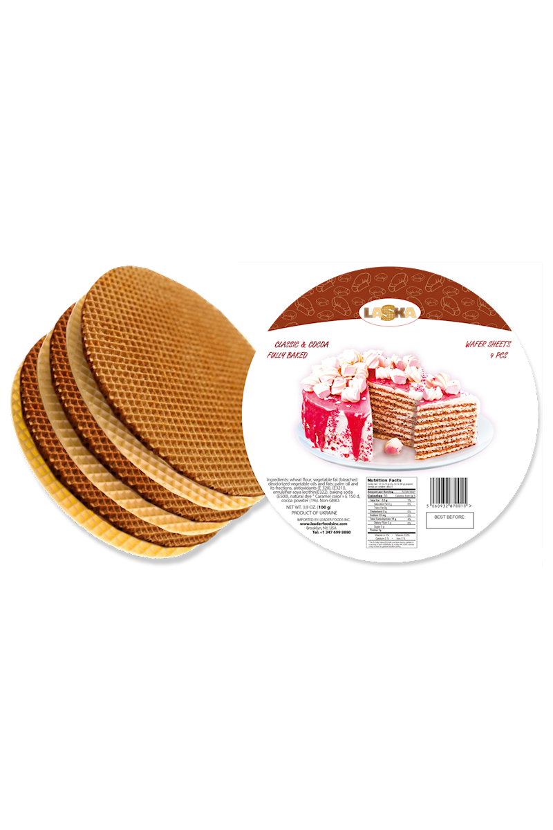 Waffle Sheets - LASKA - ROUND - CLASSIC & CHOCO  - 100G