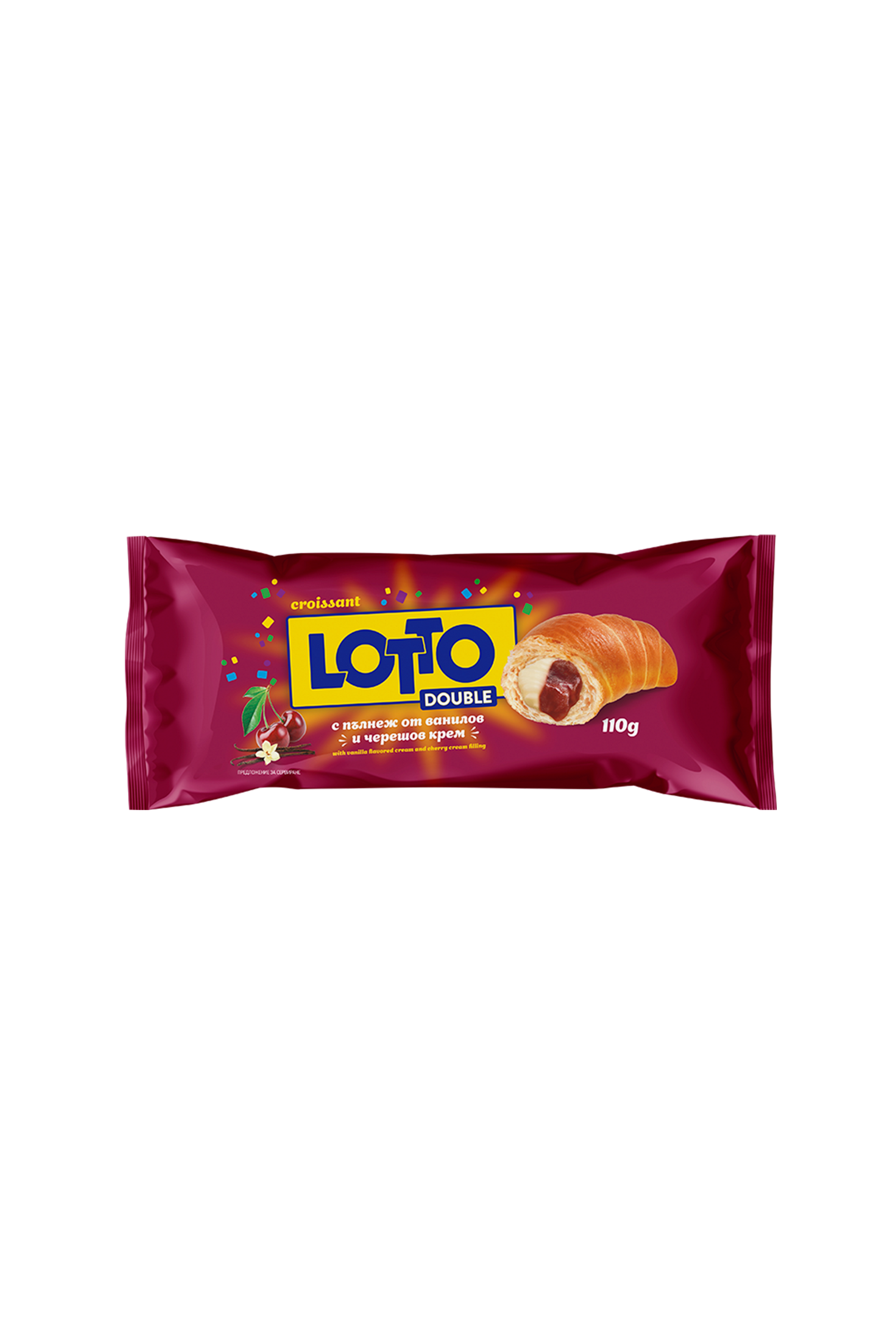 LOTTO - DOUBLE Croissant with VANILLA & CHERRY CREAM Filling - 110g