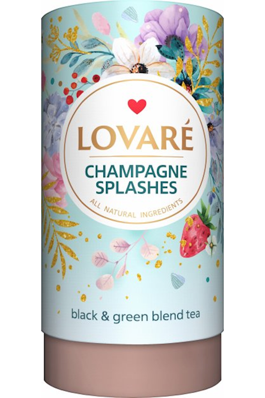 LOVARE Tea Tube - SPLASHES of CHAMPAGNE LOOSE Tea 80g