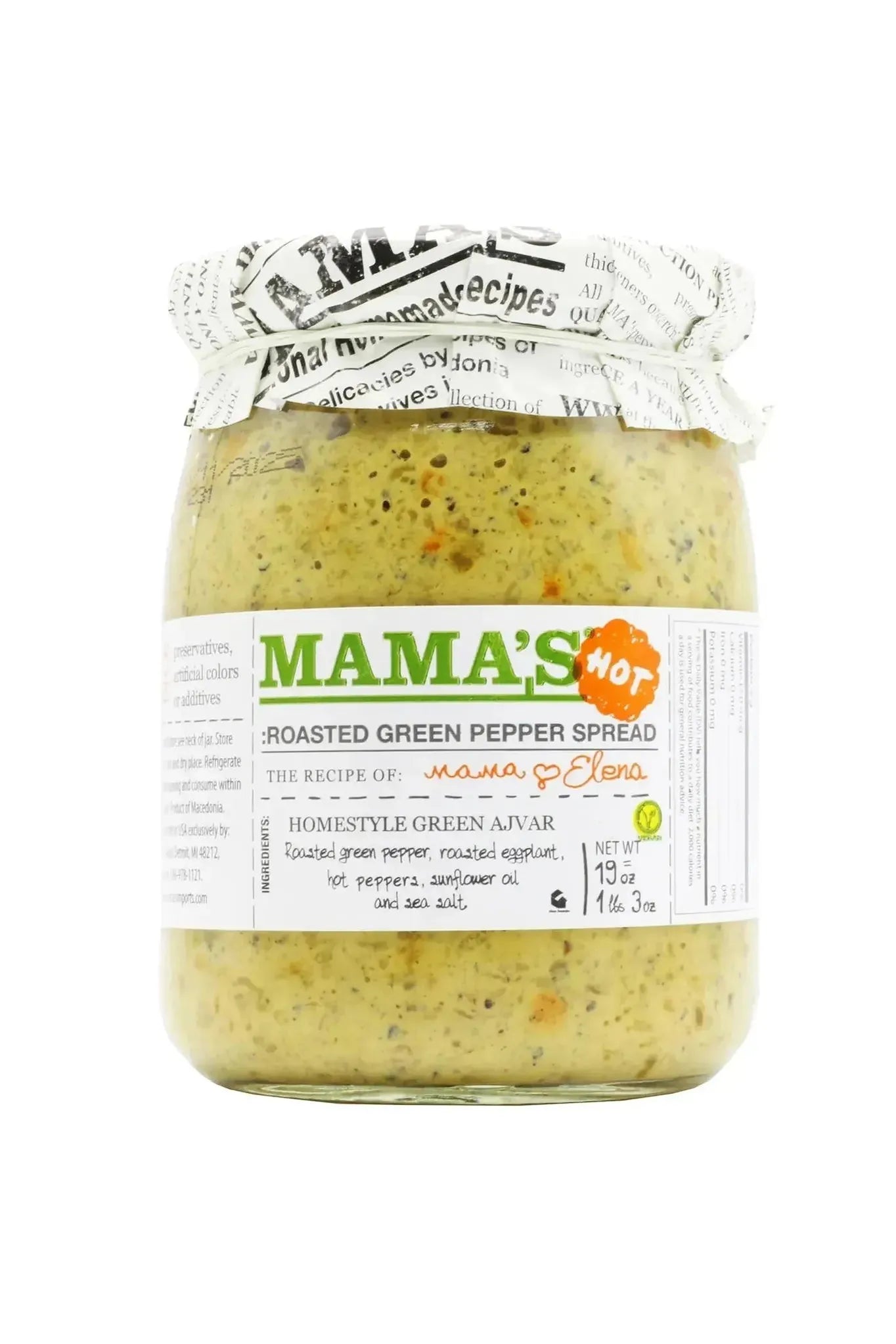 Mama's Roasted GREEN Pepper SPREAD - 19oz - HOT