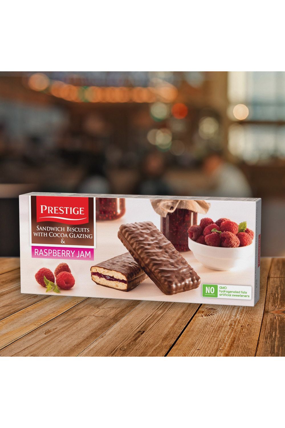 Prestige Sandwich Biscuits with Cocoa Glazing & Raspberry Jam