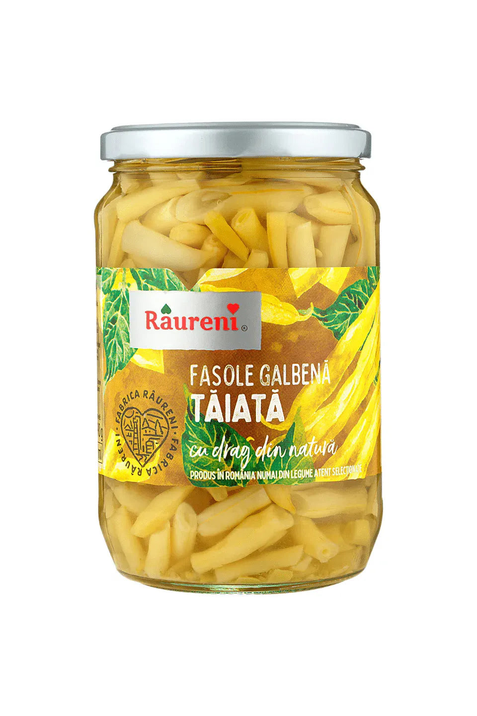 Raureni - Yellow Beans in Brine - Fadole Galbena Taiata - 690g