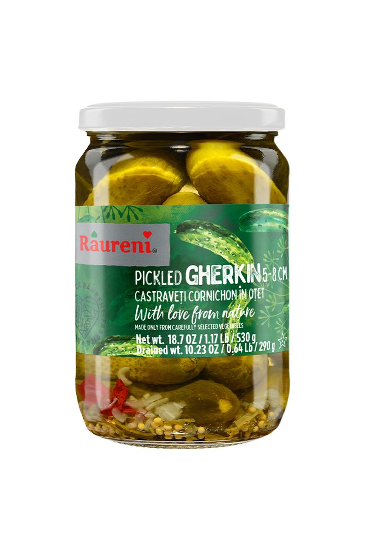 RAURENI - Pickled Gherkins in Vinegar - Castraveti Cornichons in Otet 5-8 cm