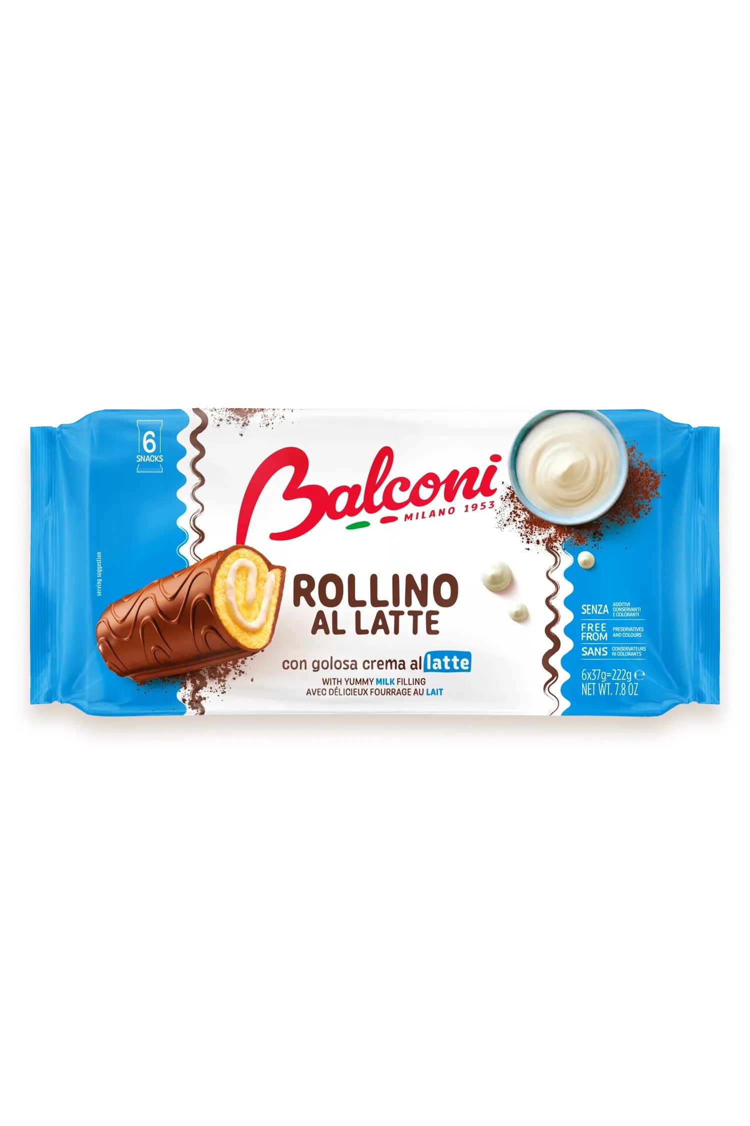 Balconi - ROLLINO MILK CREME - Sponge Cake Swirl - 6 cakes - 222G